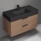 Walnut Bathroom Vanity With Black Sink, 40